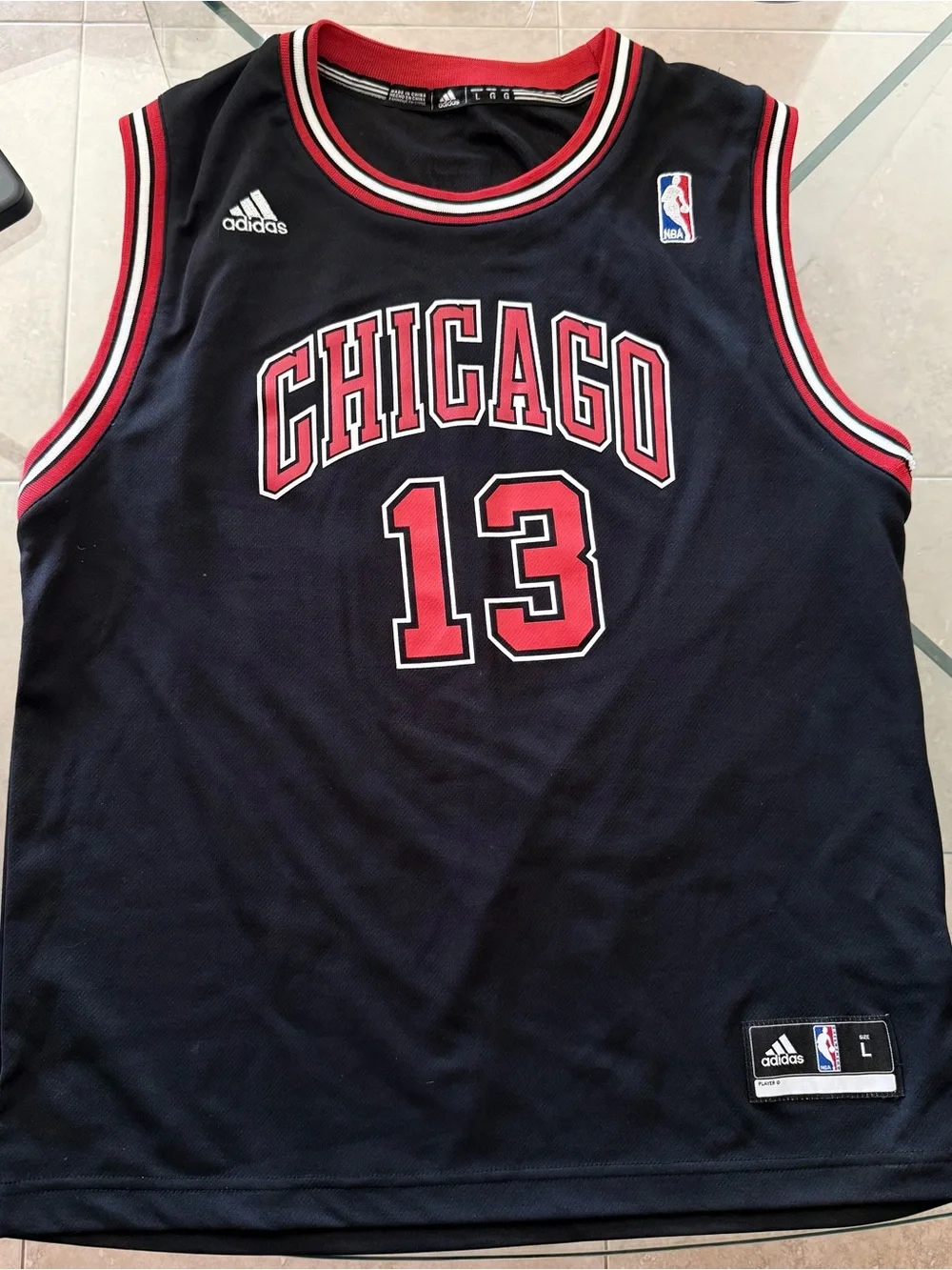 Chicago #13 Basketball Jersey by Adidas - Black & Red